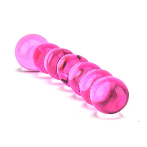 Spectrum Ribbed Glass Dildo - PlayBlue