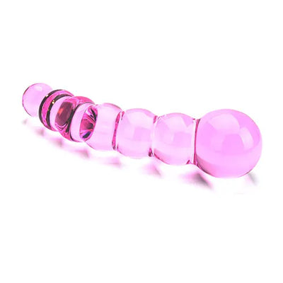Spectrum Ribbed Glass Dildo - PlayBlue