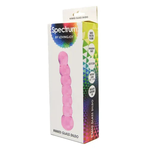 Spectrum Ribbed Glass Dildo - PlayBlue