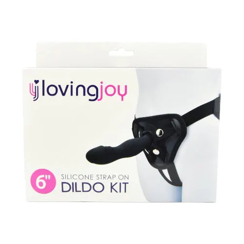 Loving Joy 6 Inch Silicone Strap On Dildo Kit - PlayBlue