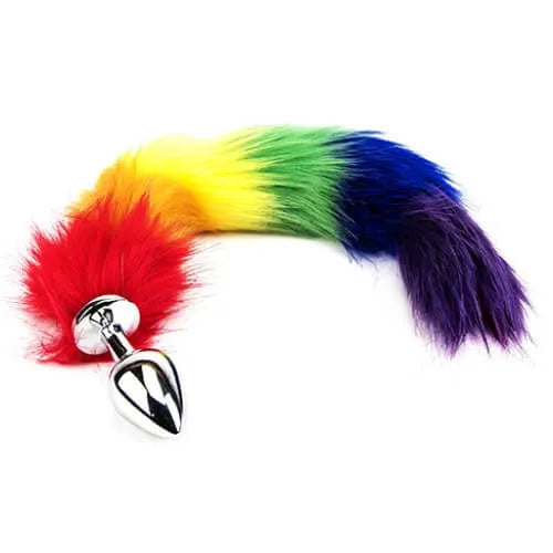 Furry Fantasy Rainbow Pride Tail Butt Plug - PlayBlue