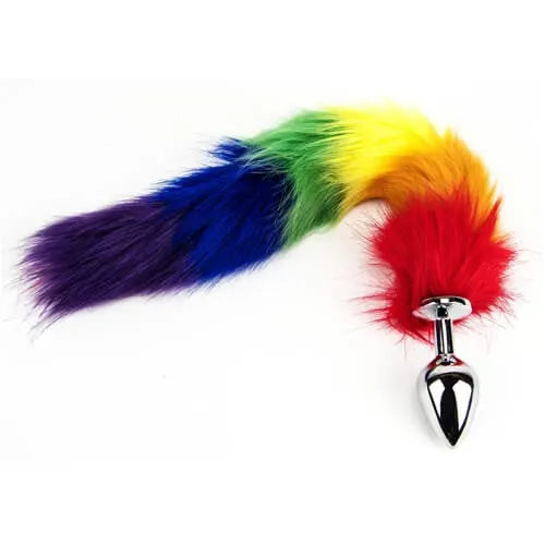 Furry Fantasy Rainbow Pride Tail Butt Plug - PlayBlue