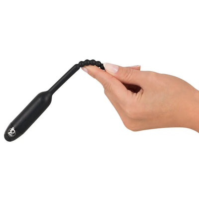 Vibrating Ribbed Extra Quiet 8mm Silicone Urethral Dilator - PlayBlue