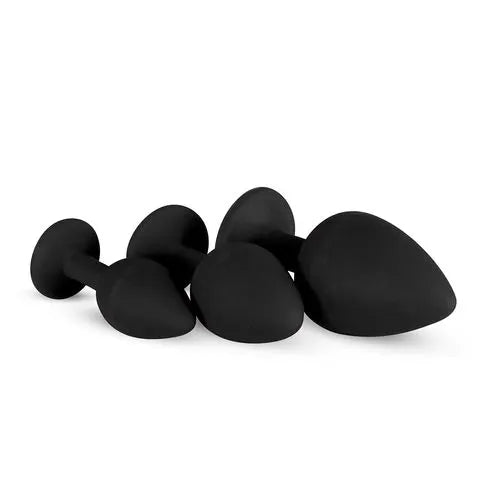 Diamond Silicone Butt Plug Set (3 Pack) - Black - PlayBlue