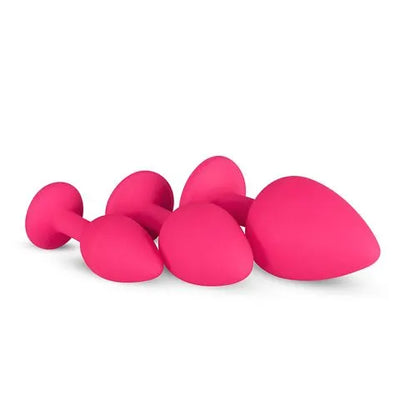 Diamond Silicone Butt Plug Set (3 Pack) - Black - PlayBlue