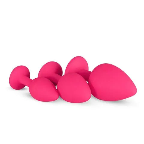 Diamond Silicone Butt Plug Set (3 Pack) - Black - PlayBlue