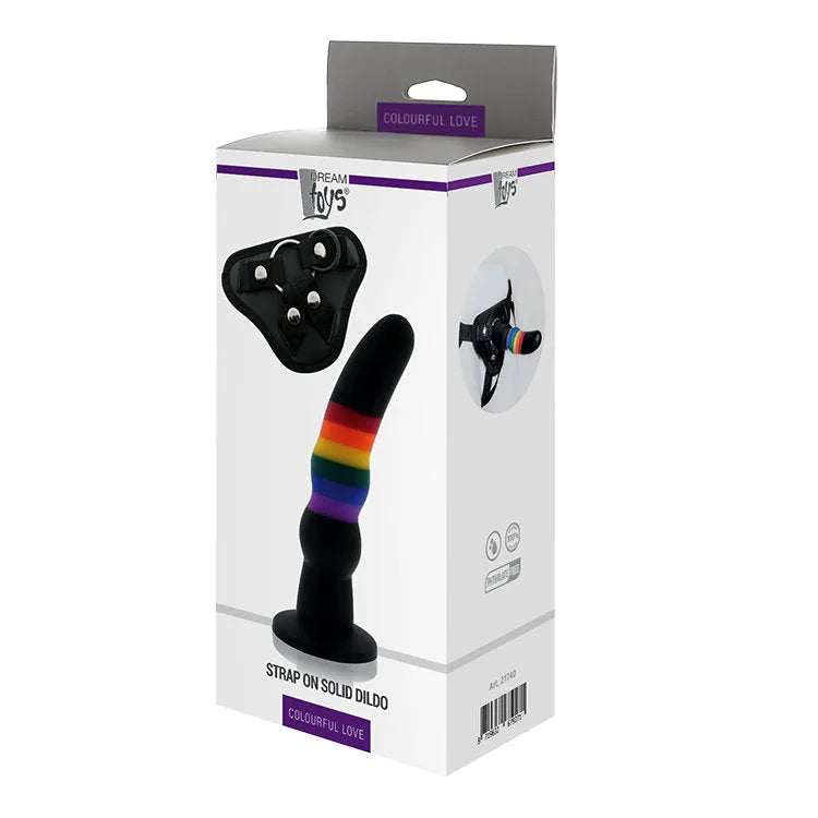 Colourful Love Strap-on Solid Dildo - PlayBlue