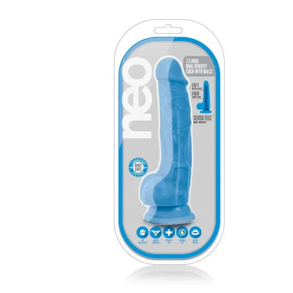 Neo 7.5 Dual Density Cock with Balls - PlayBlue