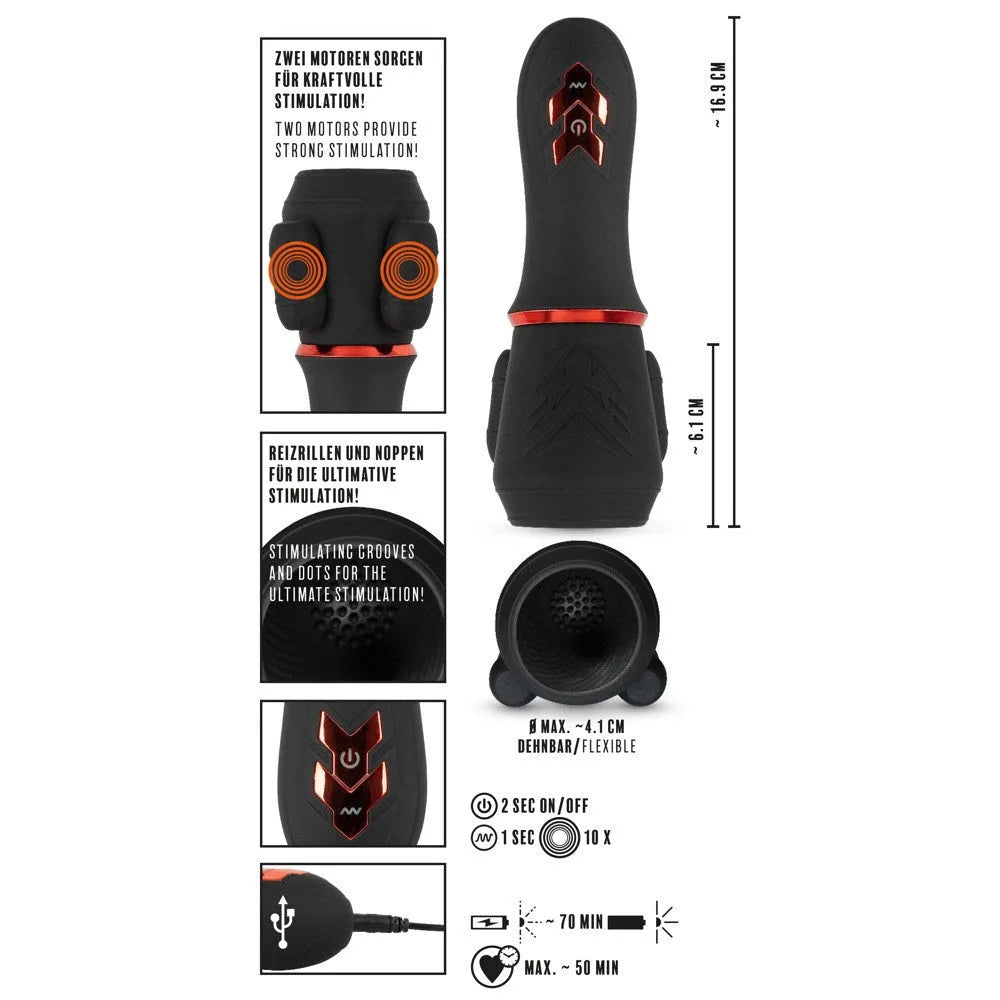 Rebel - Rechargeable Dual Motor Penis Pleasure - PlayBlue