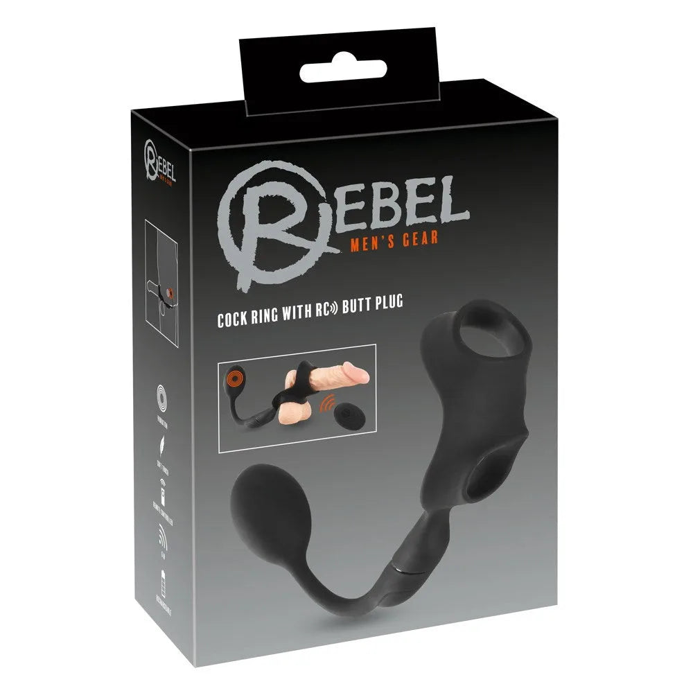 Rebel - Remote Control Cock Ring & Plug - PlayBlue