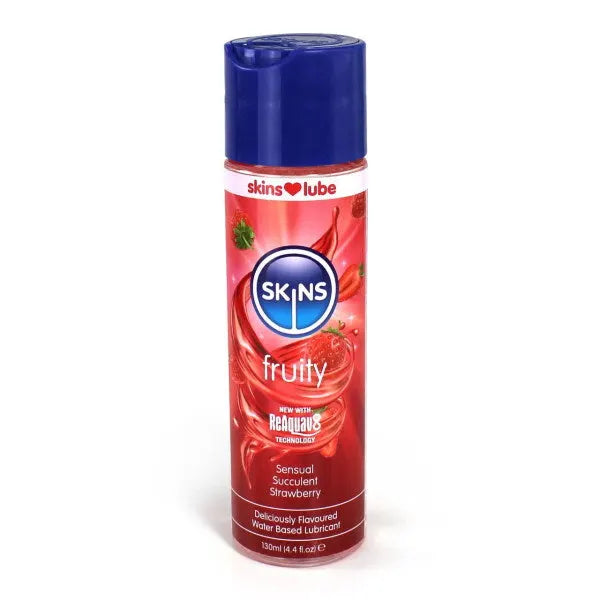 Skins Strawberry Water Based Lubricant - 130ml - PlayBlue