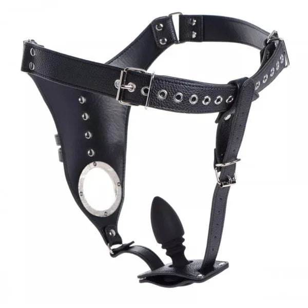 STRICT Penis Chastity Belt With Silicone Anal Plug - PlayBlue