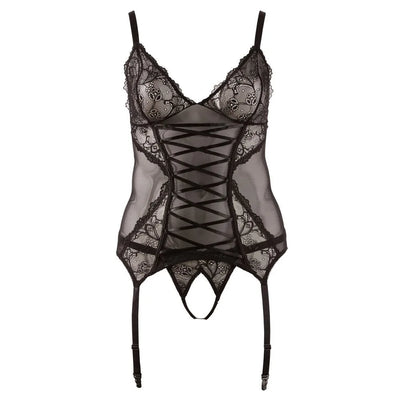 Cottelli Curves Collection - Cami Suspender Set Black - 4XL (32-34) - PlayBlue