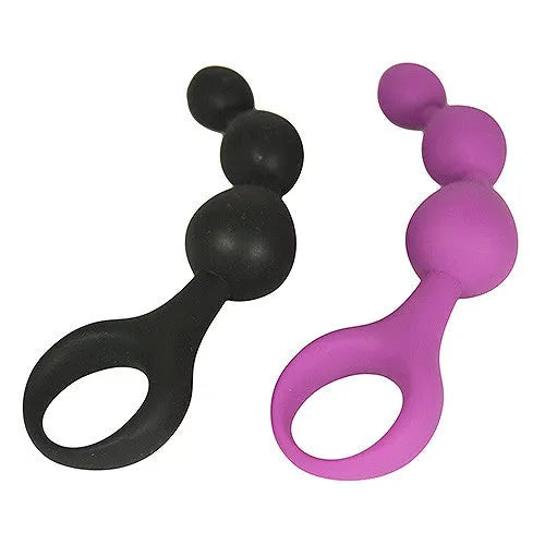 Loving Joy Triple Ripple Anal Beads - Black - PlayBlue