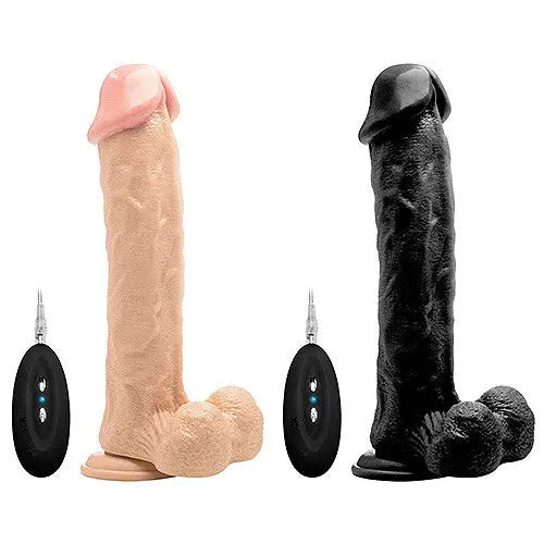 RealRock Vibrating Realistic 11 inch Dong with Balls - White - PlayBlue