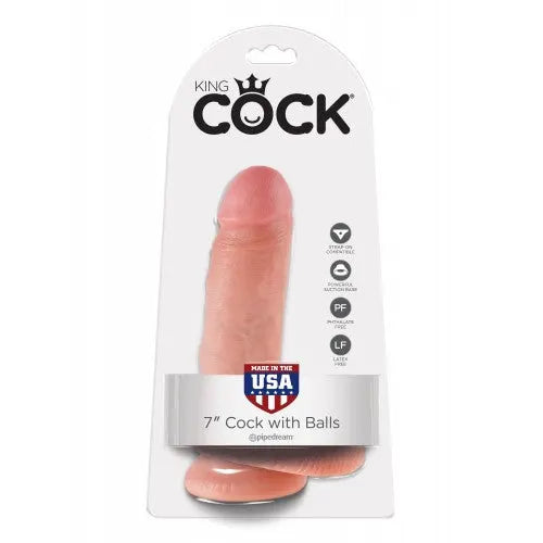 King Cock 7 with Balls - White - PlayBlue