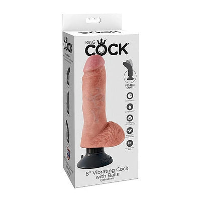King Cock Vibrating 8 Inch with Balls - PlayBlue