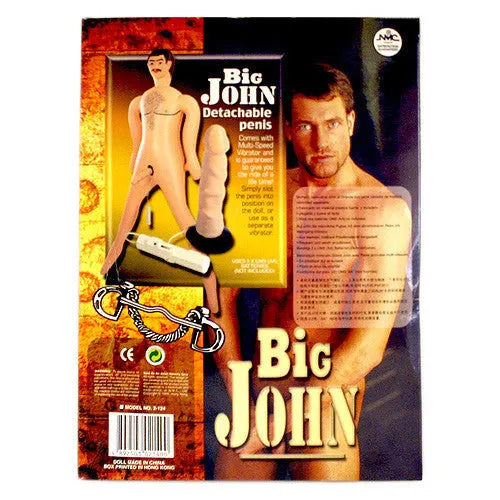 Big John Male Doll with 7.5 Vibrating Penis, 2 Penetrating Holes - PlayBlue