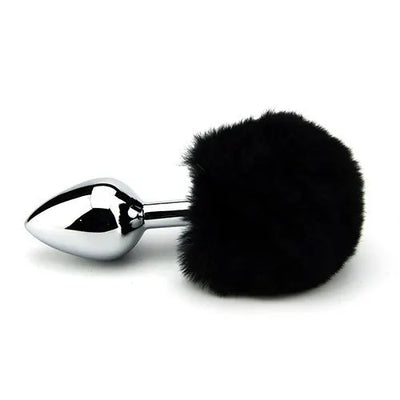 Furry Fantasy Black Bunny Tail Medium Butt Plug - PlayBlue