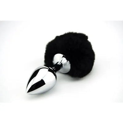 Furry Fantasy Black Bunny Tail Medium Butt Plug - PlayBlue
