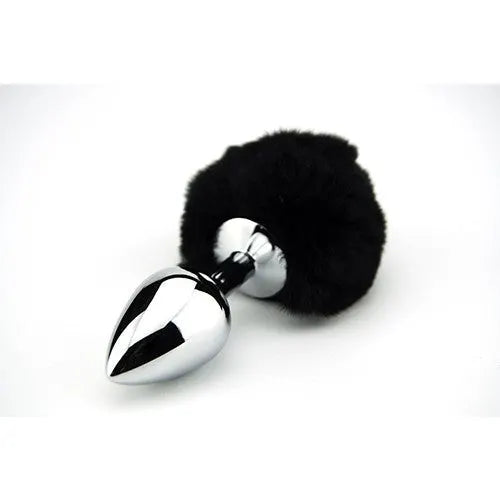 Furry Fantasy Black Bunny Tail Medium Butt Plug - PlayBlue