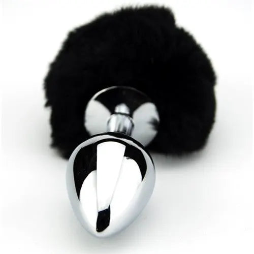 Furry Fantasy Black Bunny Tail Medium Butt Plug - PlayBlue