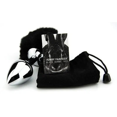 Furry Fantasy Black Bunny Tail Medium Butt Plug - PlayBlue