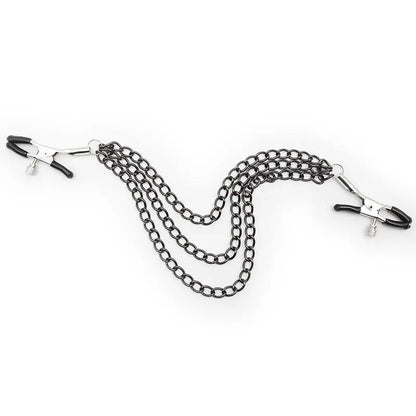 OhMama - Fetish Black Nipple Clamps with Multi Chains