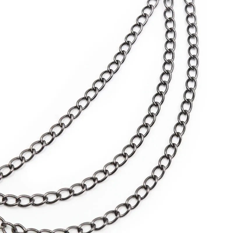 OhMama - Fetish Black Nipple Clamps with Multi Chains - PlayBlue