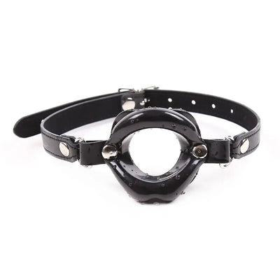 OhMama - Fetish Black Lips Gap with PU Strap - PlayBlue