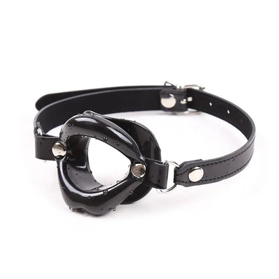 OhMama - Fetish Black Lips Gap with PU Strap - PlayBlue