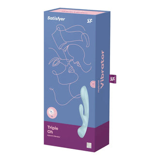 Satisfyer - Triple Oh - Silicone Rabbit Wand Combo - PlayBlue